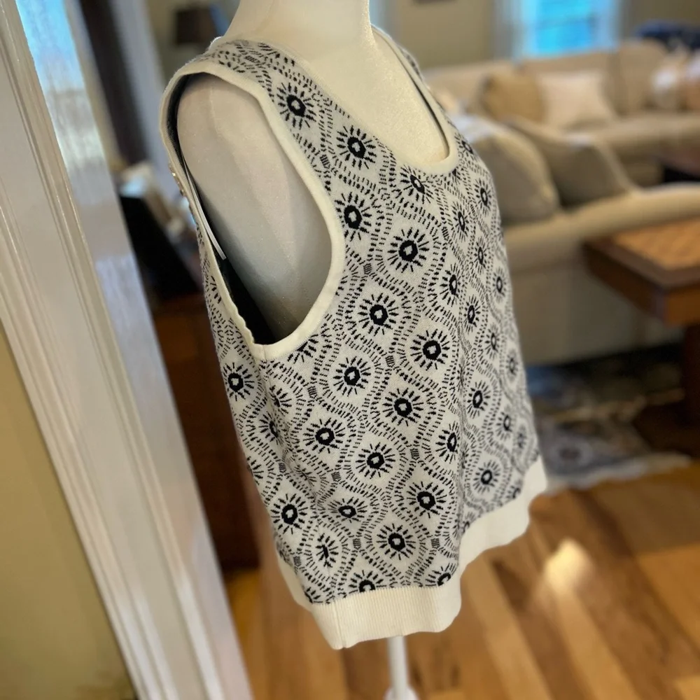 NWT Joie Black & White Patterned Soft Knit Tank Top Sweater